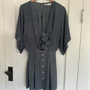 Faithfull The Brand, Navy and White Striped Mini Dress with Tie, Size 6
